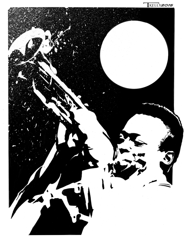 Miles Davis Wailing by artist Tom Kelly