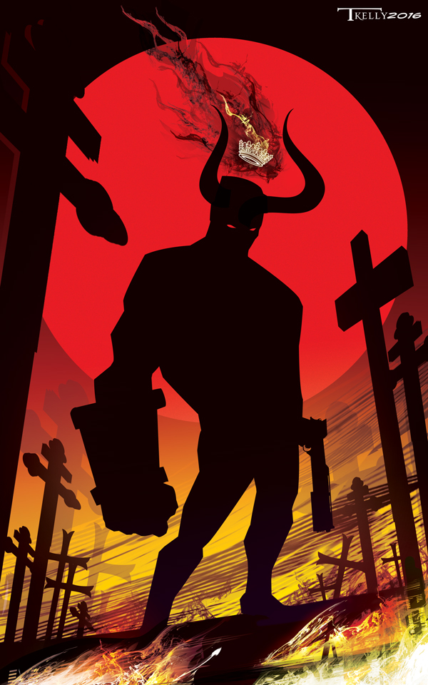 Hellboy Cross Road by artist Tom Kelly