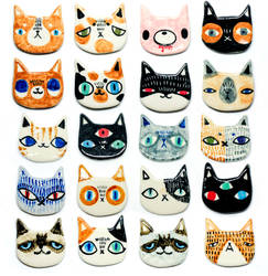 cat face brooches