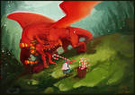 Feeding the Dragon Christmas Card by Art-Calavera