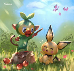 New Pokemon Snap - Grookey And Pichu