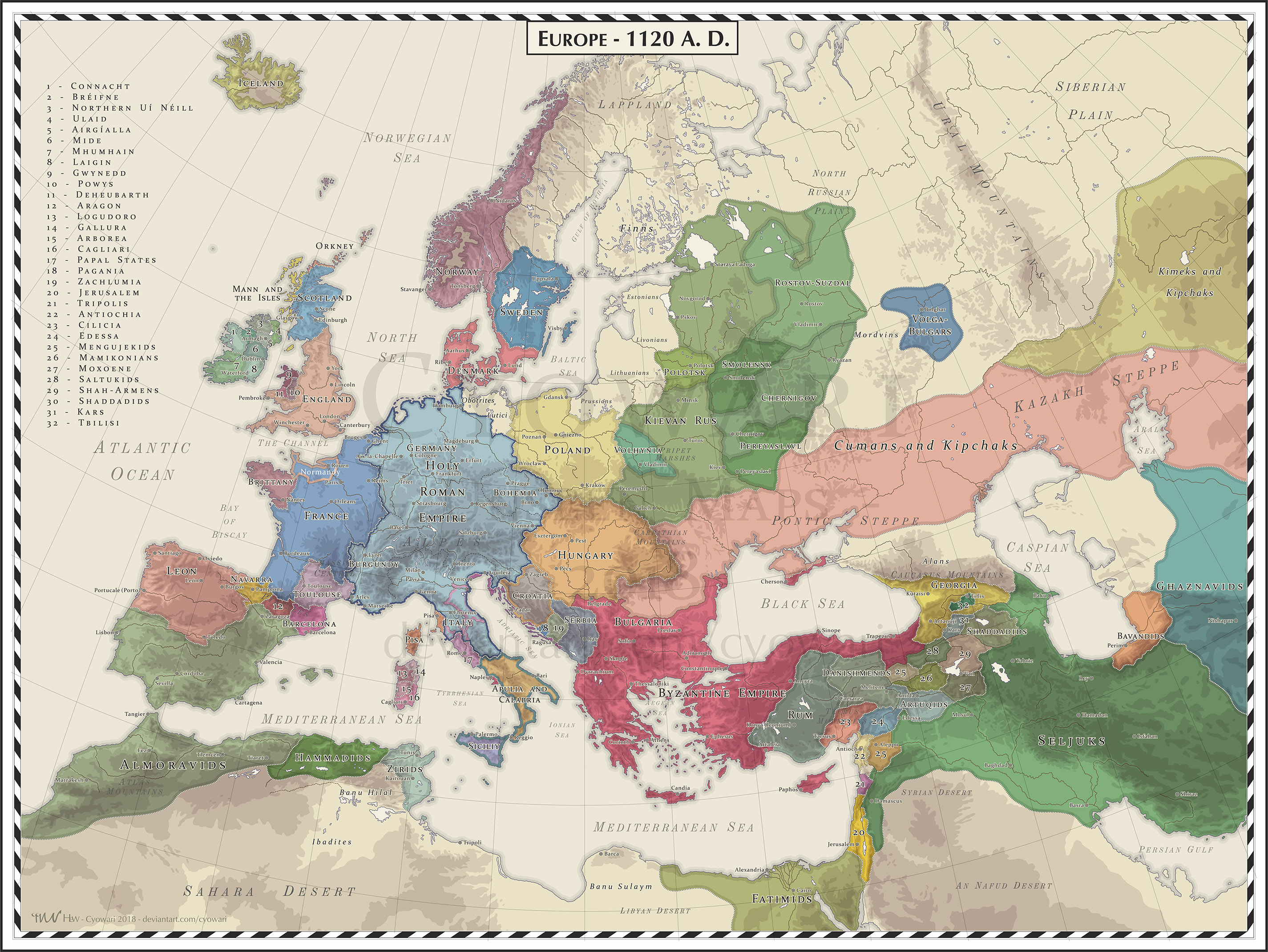Europe - 1120 AD by Cyowari