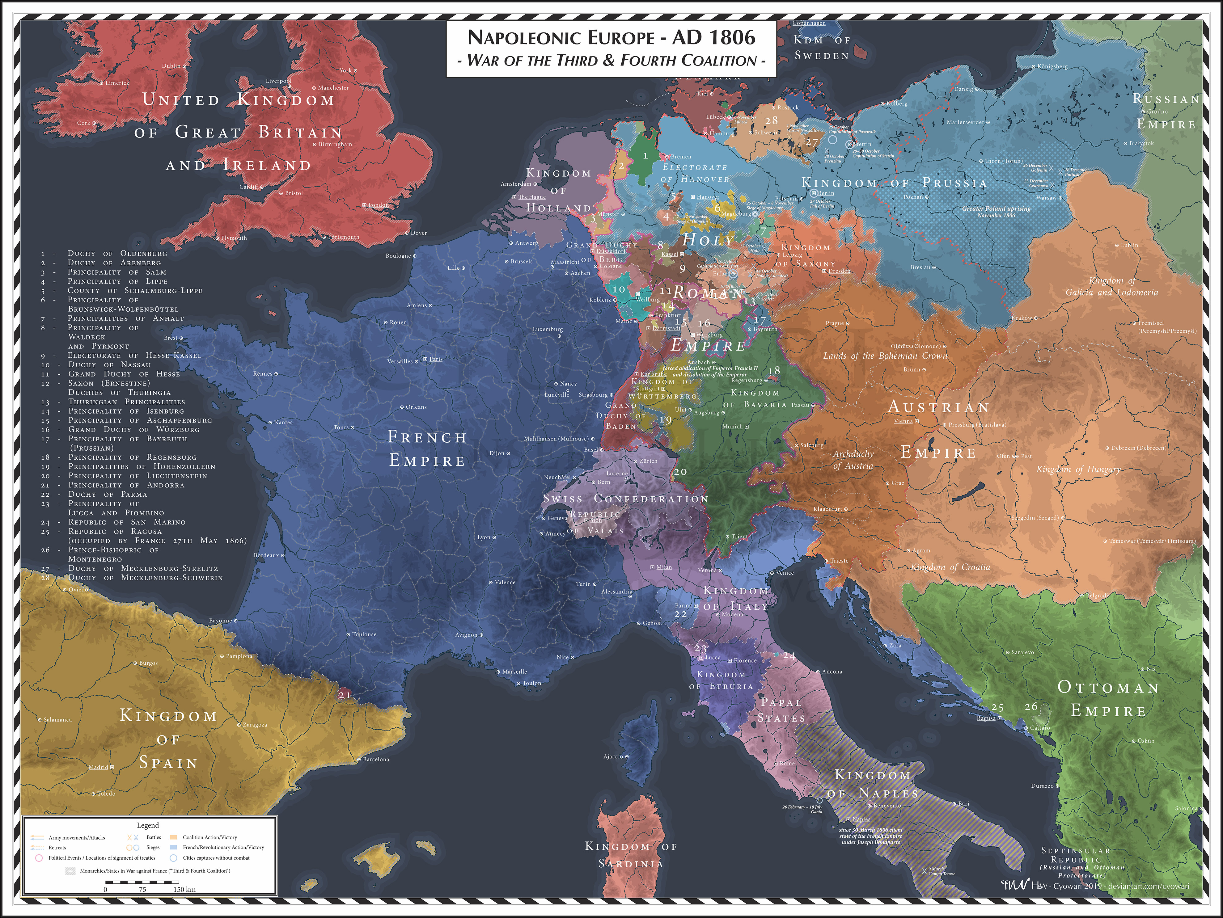 Napoleonic Europe 1806 3rd And 4th Coalition By Cyowari On Deviantart