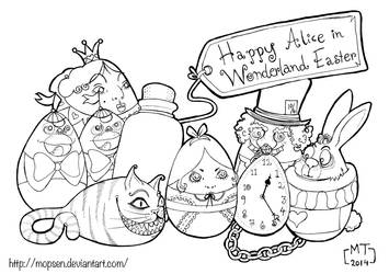 140421 Alice In Wonderland Easter Eggs - lineart