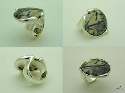 Porcelain Jasper Silver Ring