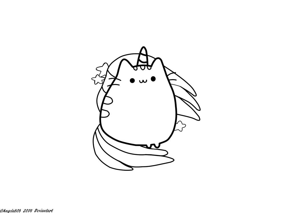 Unicorn Pusheen Tattoo Lineart By Angela808 On Deviantart