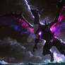 Cosmic Storm Dragon Soaring Over a Turbulent Sea