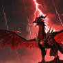 Storm Dragon with Tattered Wings and Lightning Sky
