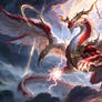 Celestial Crimson Dragon in Thunderous Heavens
