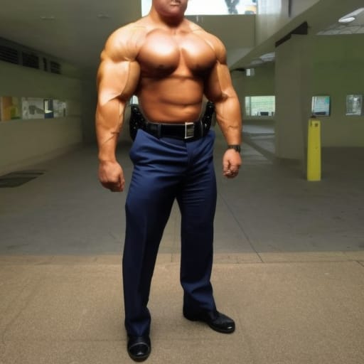 Bodybuilder Police Officer in Pants - AI Art by MaleMuscleLover on ...