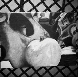 Black and white oil painting --still life study