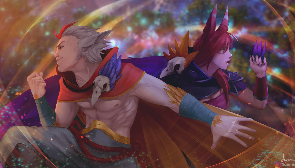Xayah and Rakan (league of legends) by BeewoArt on DeviantArt