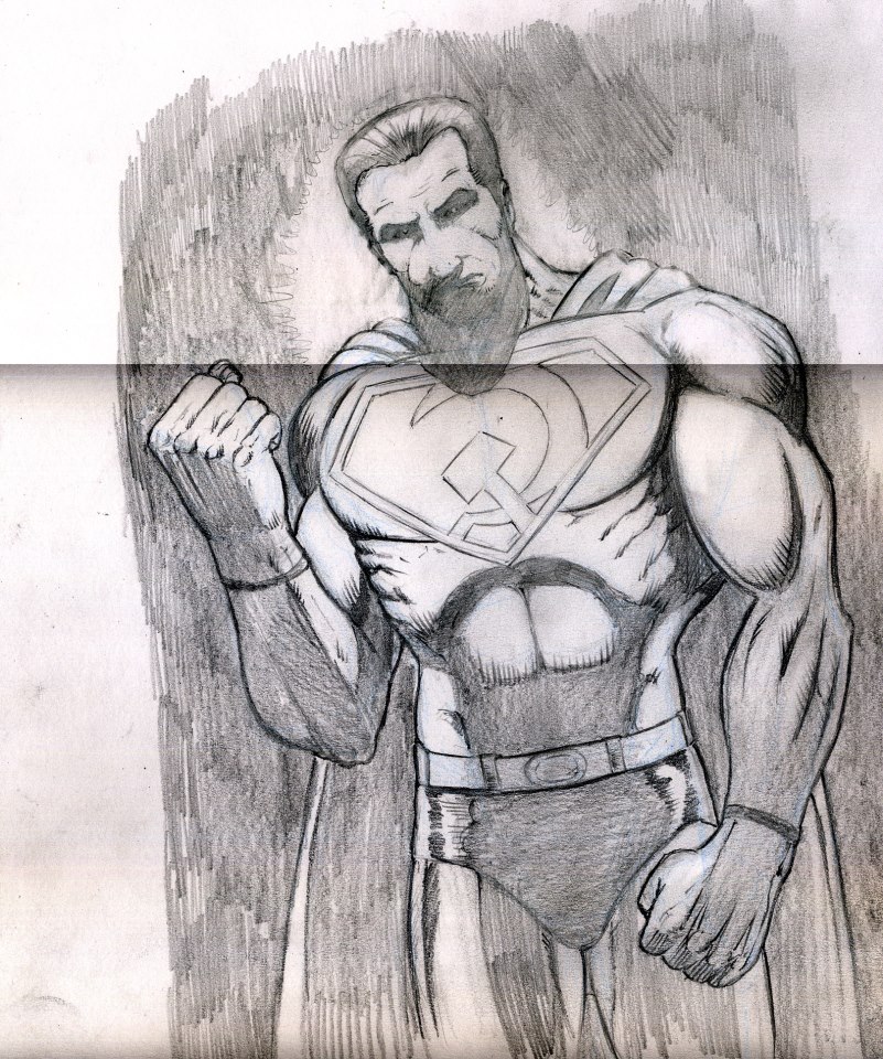 Pencil drawing for airbrush Superman''Red son'' T.