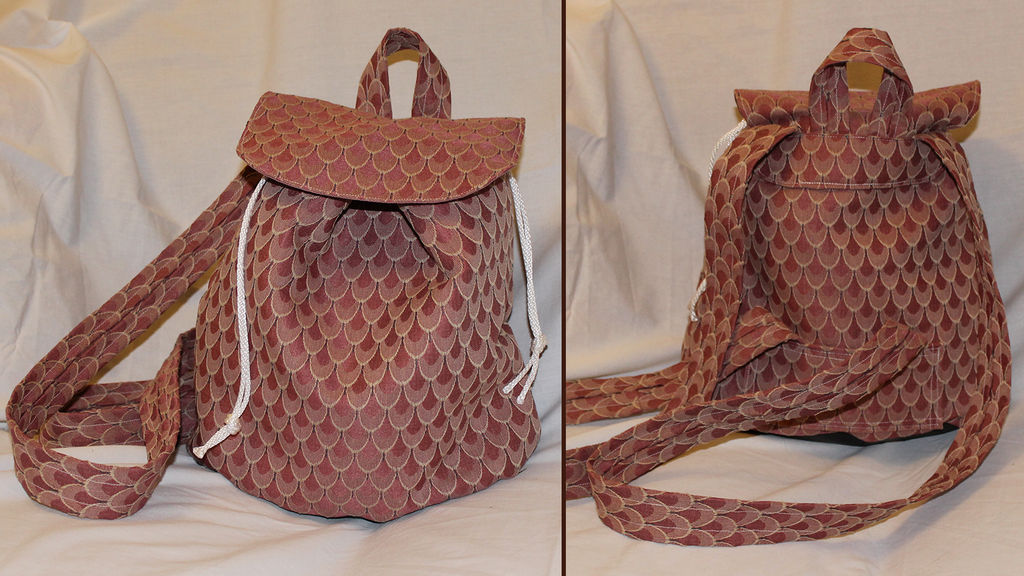 Handmade Drawstring Backpack - Pink Mermaid Scale by InuyashaFK on ...