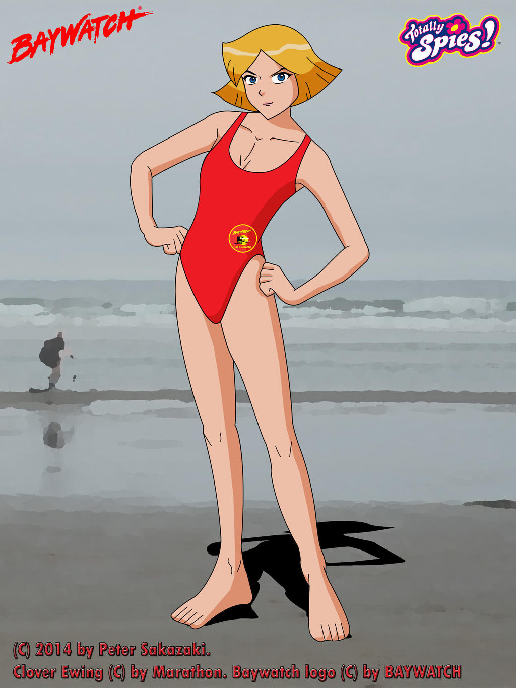 Clover as lifeguard from Baywatch