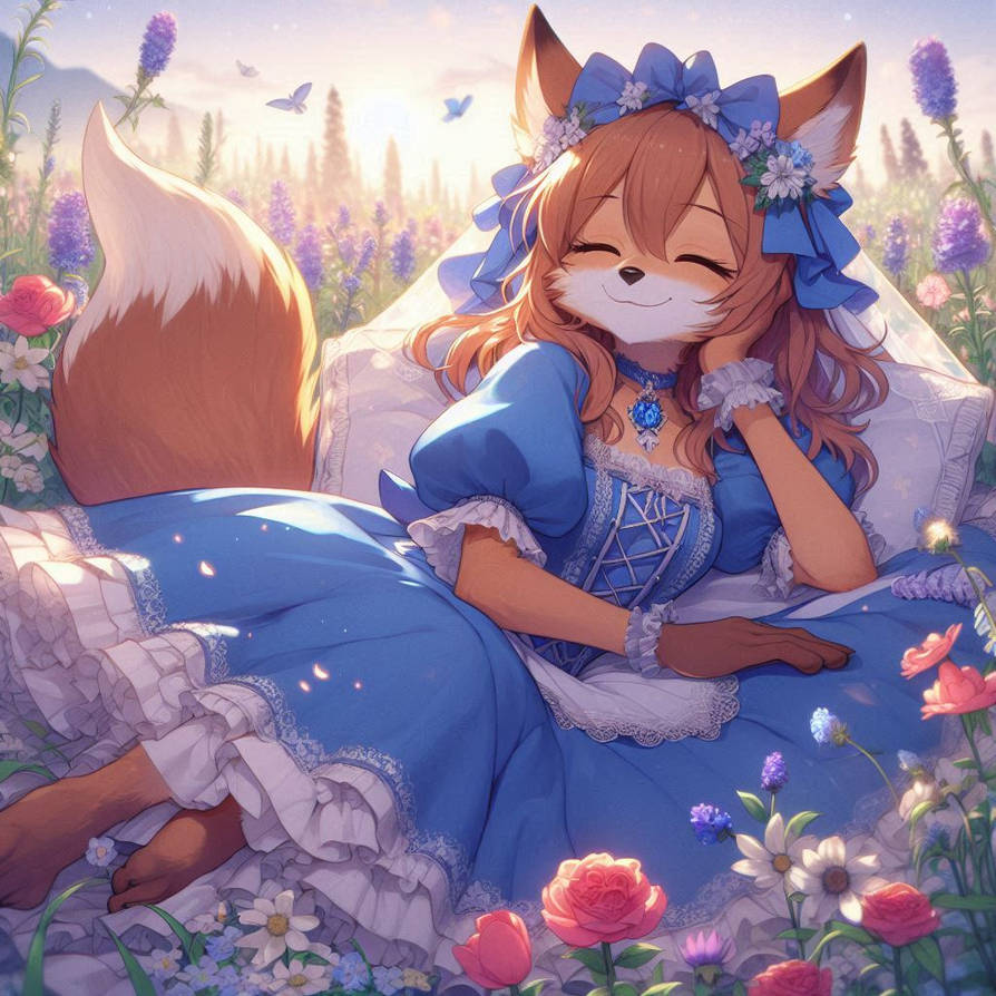 Princess Fox (Sleeping in the garden) by DanLightOfMoon on DeviantArt