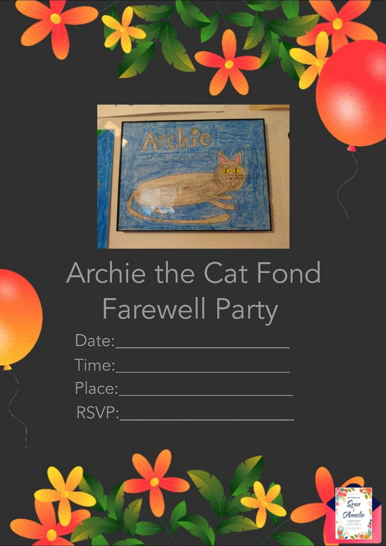 Archie the Cat Fond Farewell Party Invitation by d00mshr00m on DeviantArt