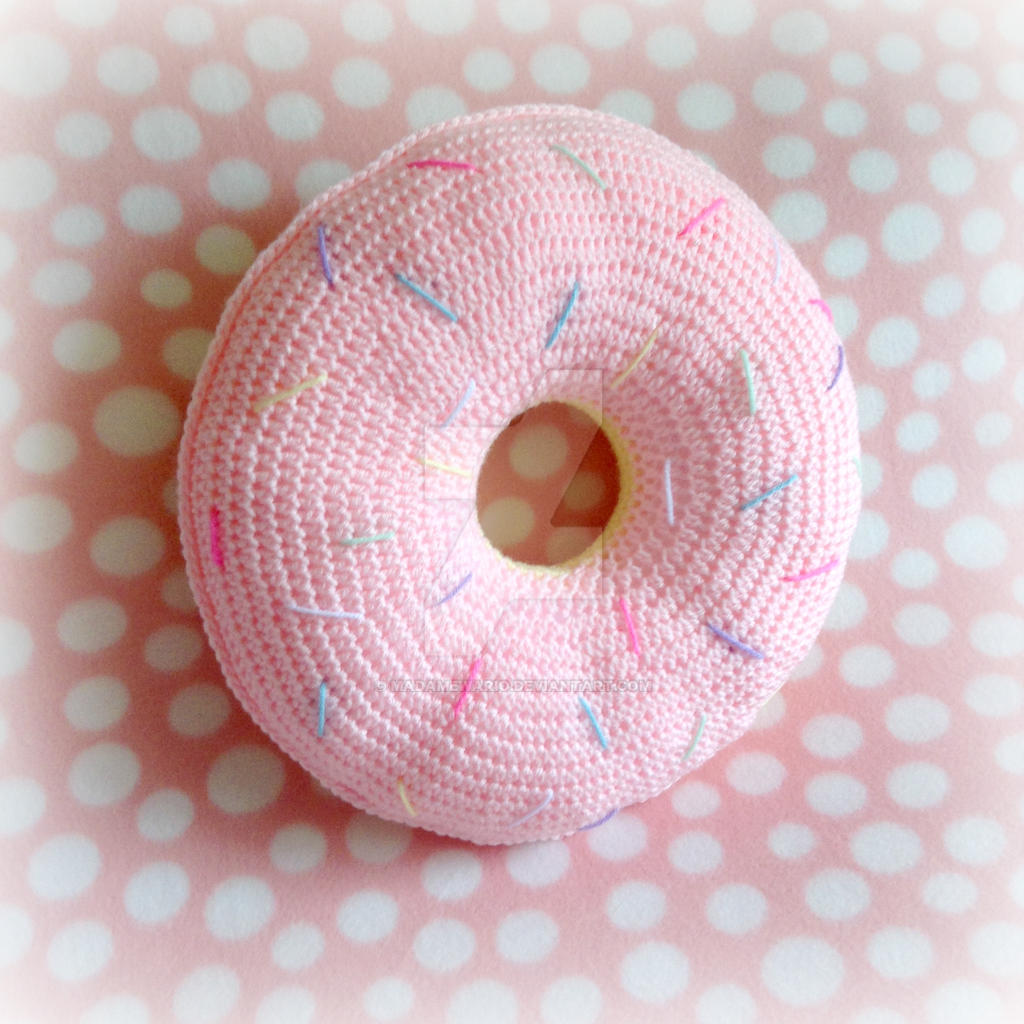 Sweet Light Pink-Iced Crochet Donut Pillow