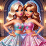 Princess girls cute kiss hug