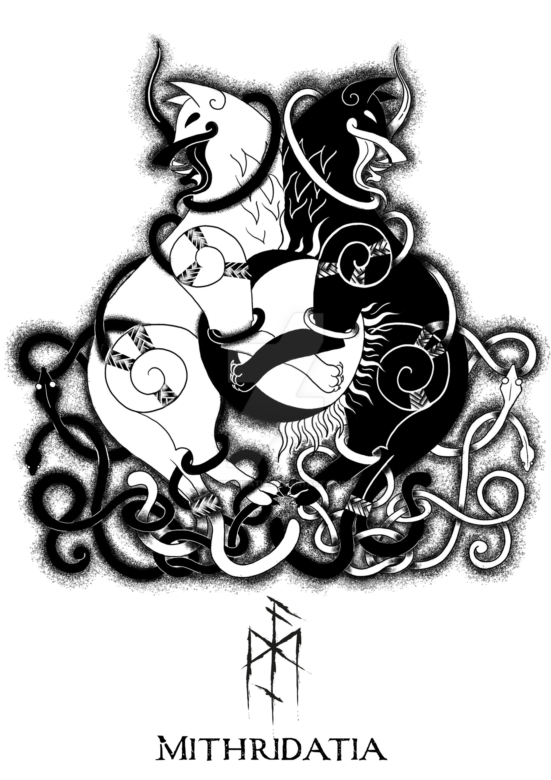 Skoll And Hati The Wolves Traditional Norse Knotwork Art, 60 OFF