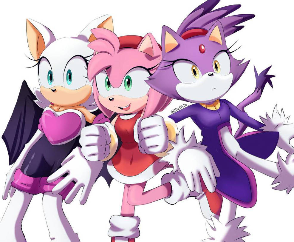 Amy rose, blaze the cat and rouge the bat by moxxie2000 on DeviantArt