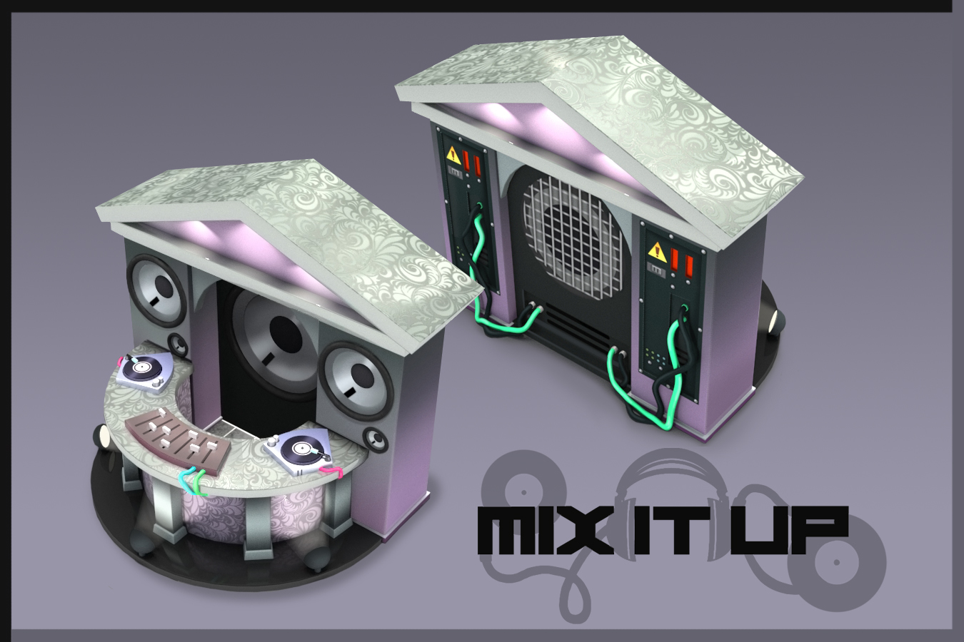 Purple and Grey DJ Booth by fallonclarke