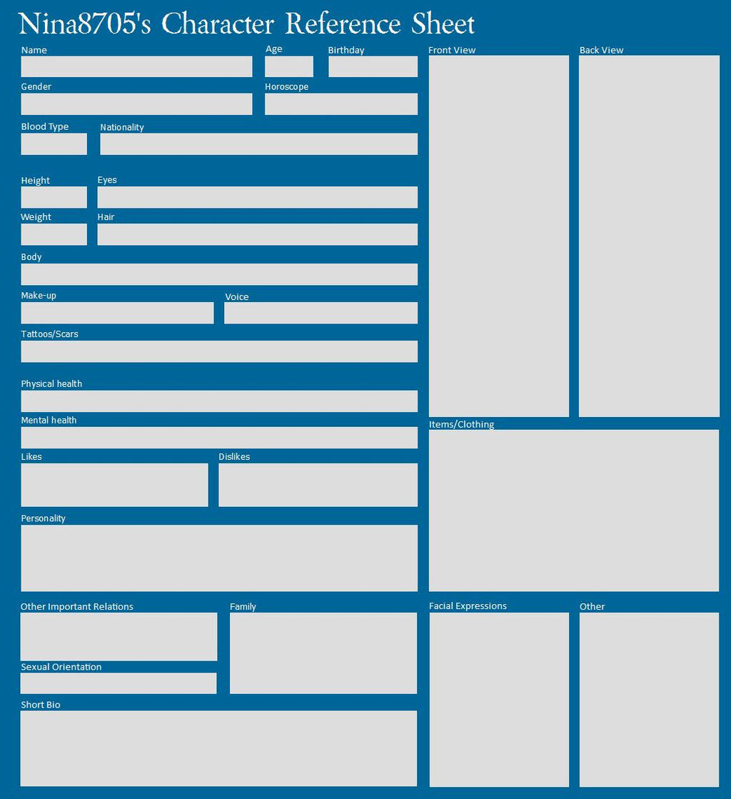 Blank Character Reference Sheet