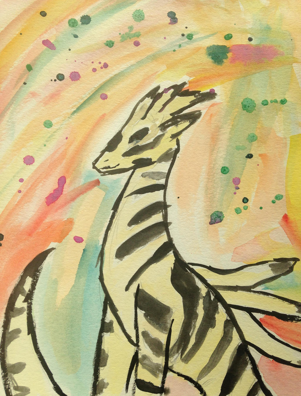 zebra dragon watercolor