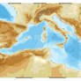Mediterranean Topographic map. Colorblind friendly