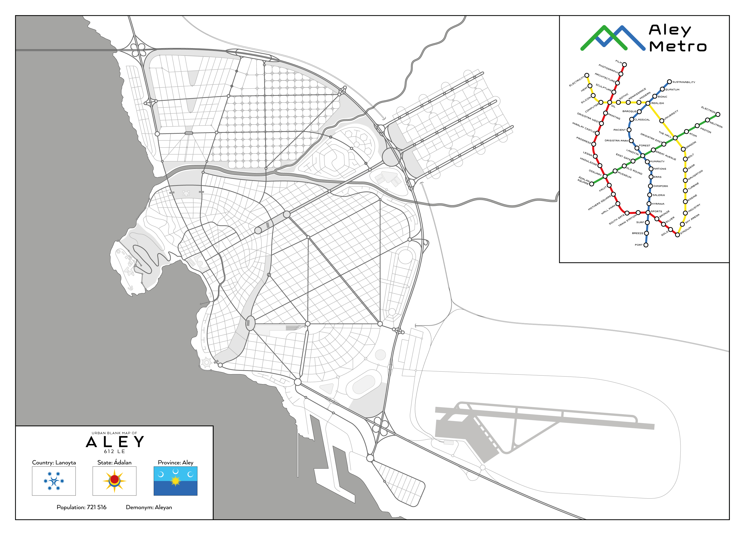 City of Aley - Urban blank map