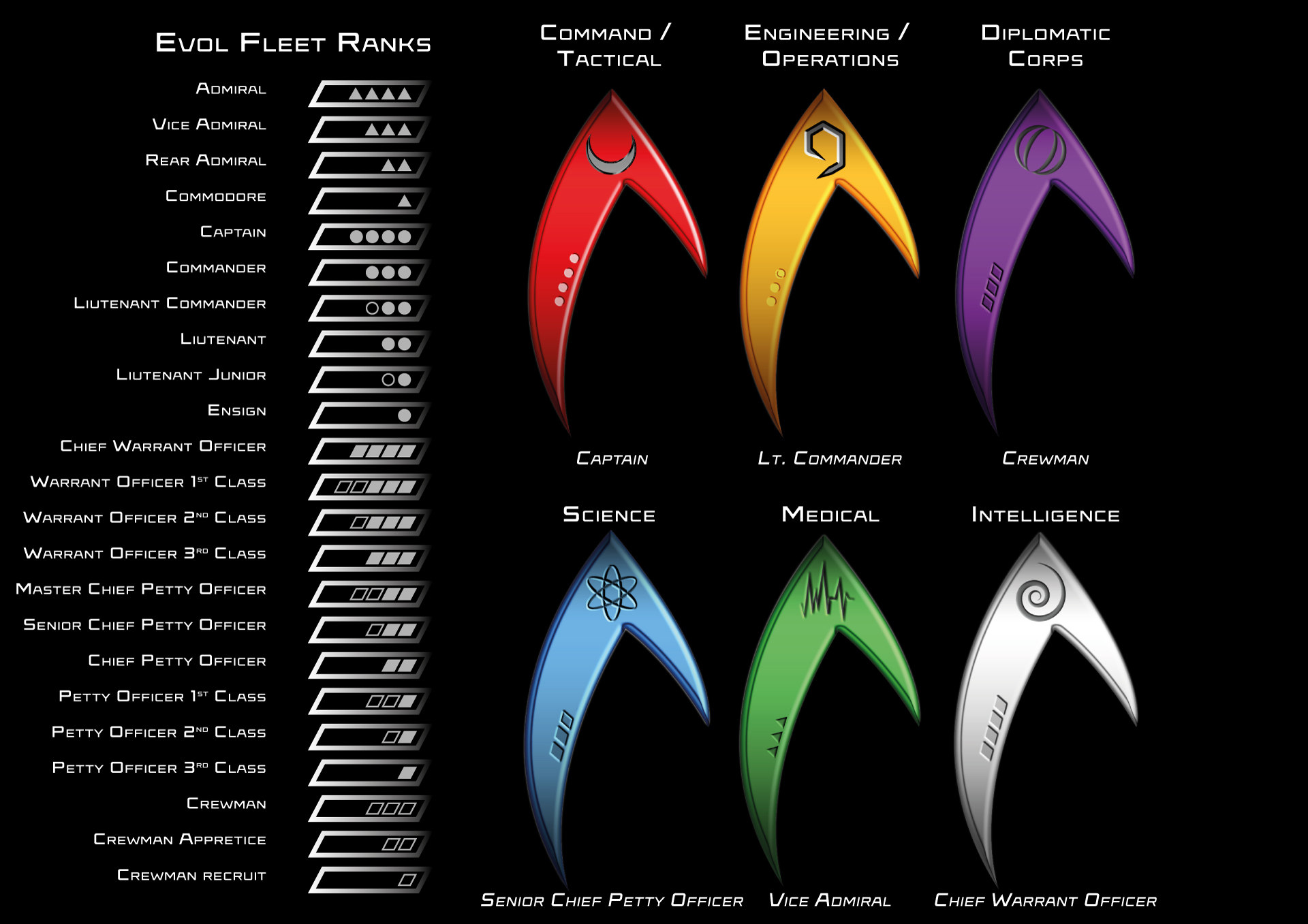 Evol Fleet ranks and insignias