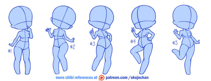 Chibi poses reference (chibi base set #3) by Nukababe