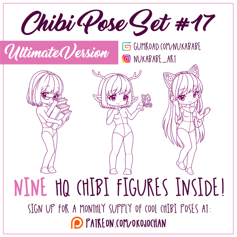 Chibi poses reference (chibi base set #3) by Nukababe on DeviantArt