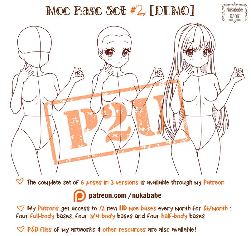 Female Pose Reference P2u Base Moe Reference By Nukababe On