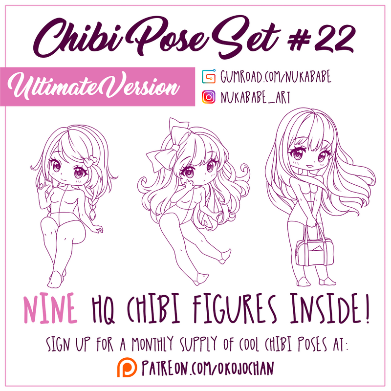 Chibi poses reference (chibi base set #6) by Nukababe on DeviantArt