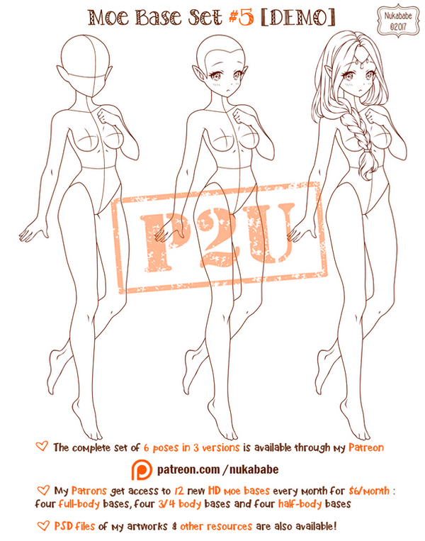 P2U Anime Female Base: Head to Hips [from Anime Base Set #52]