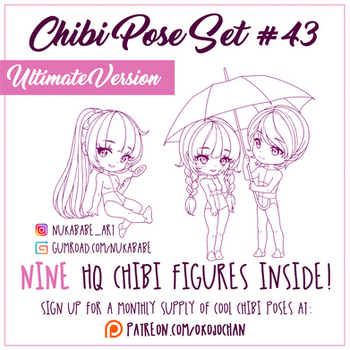 Chibi poses reference (chibi base set #2) by Nukababe on DeviantArt