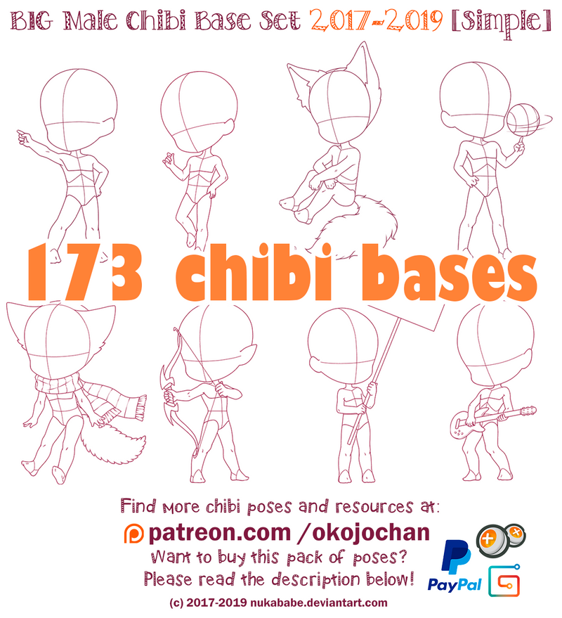 Chibi poses reference (chibi base set #7) by Nukababe on DeviantArt