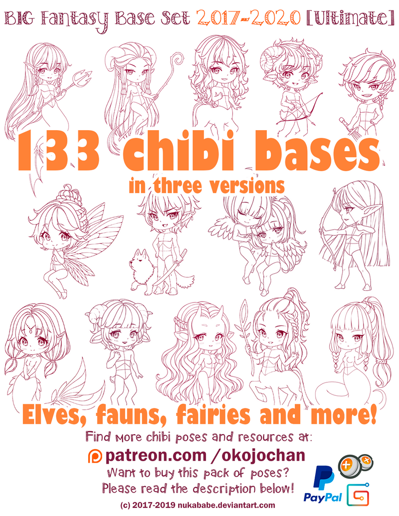 Chibi poses reference (chibi base set #9) by Nukababe on DeviantArt
