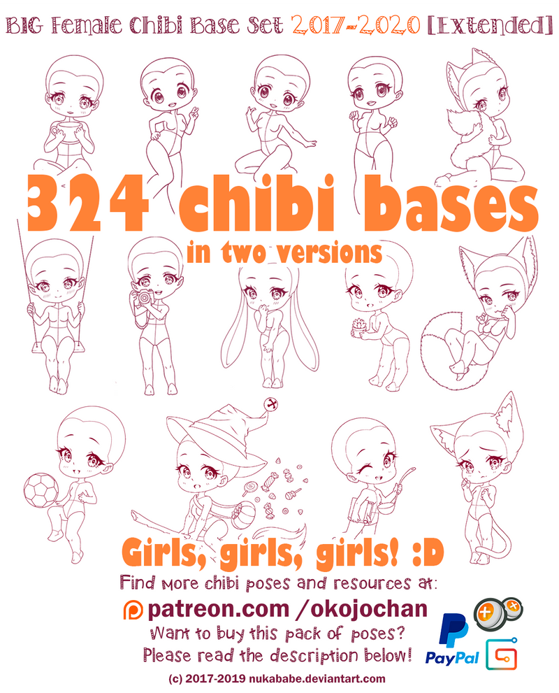 Chibi poses reference chibi base set 4 by nukababe on deviantart