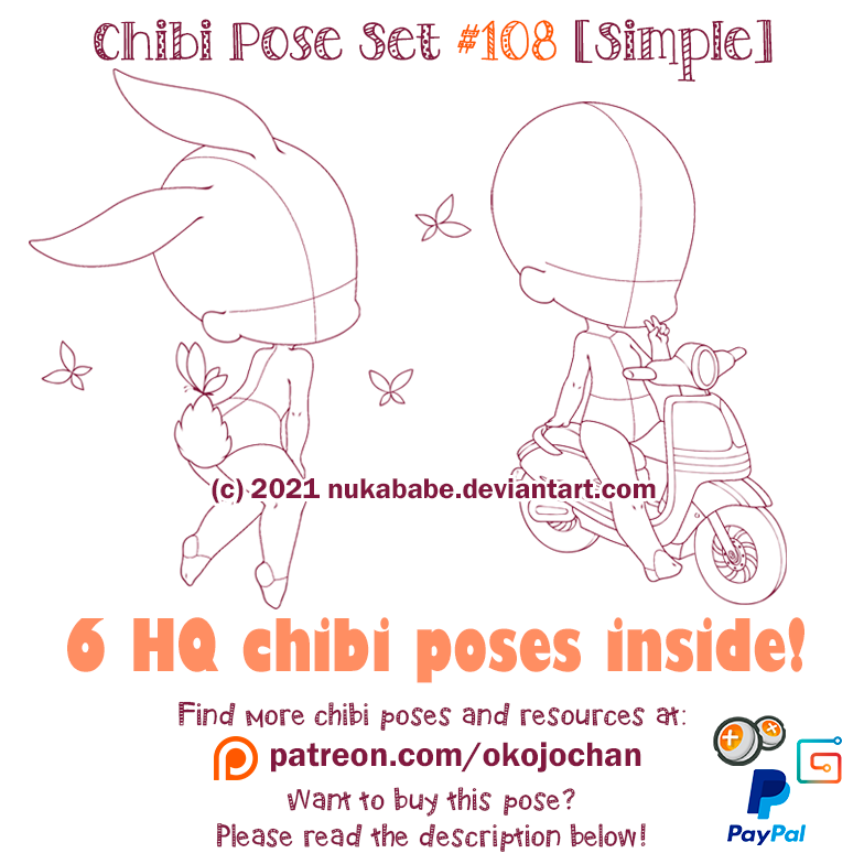 Chibi poses reference (chibi base set #8) by Nukababe on DeviantArt