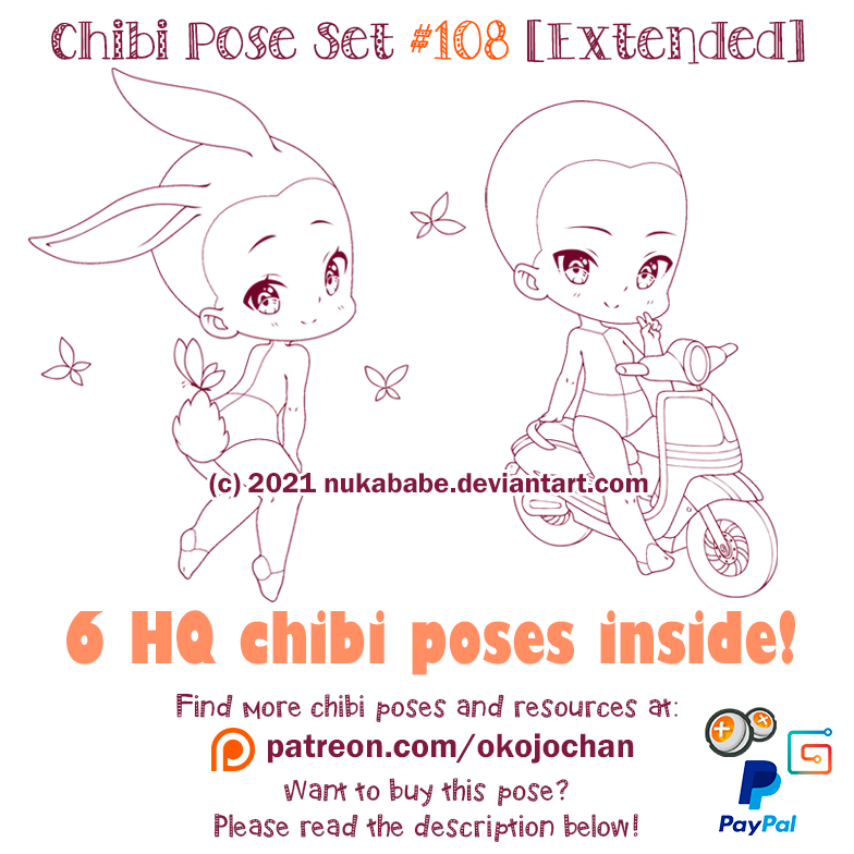 Chibi poses reference (chibi base set #2) by Nukababe on DeviantArt