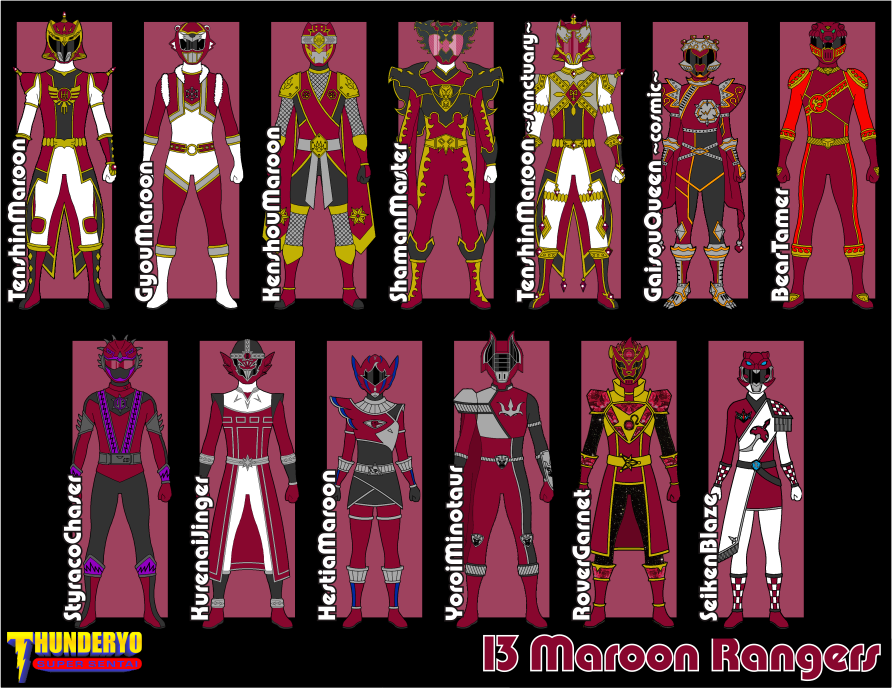 Maroon Rangers - THUNDERYO SUPER SENTAI by thunderyo on DeviantArt
