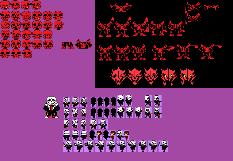 Sans and Underfell Sans Battle Sprites Revamp by JesterBones4150