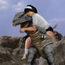 UWH riding onto Gorosaurus's back!