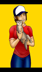 a girl and a ferret..