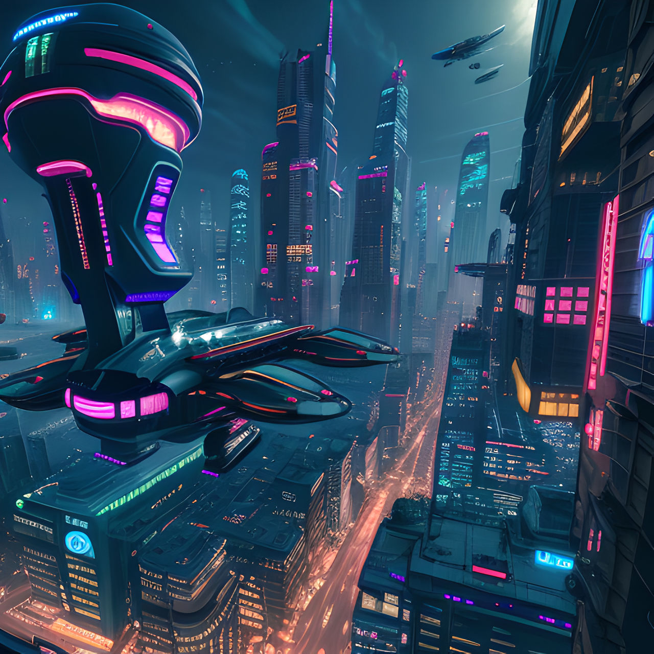 Premium Photo  Cyberpunk cityscape futurist illustration