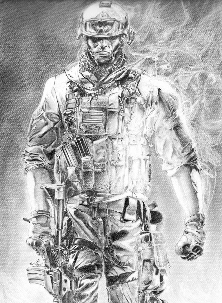 Battlefield 3 soldier pencil sketch by megaman ex