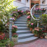 stairs with flowers