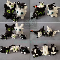 Night Light Fury Dragon Family